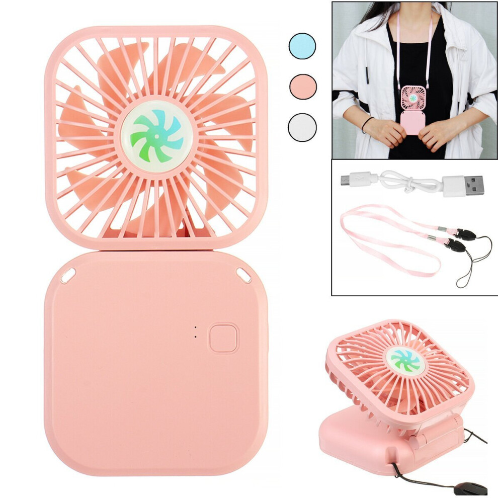 (White) Summer Cooling Fan USB Mini Fan Silent Handheld Fan DC5V 5W 3000mAh Adjustment Rechargeable Hanging Neck Fan