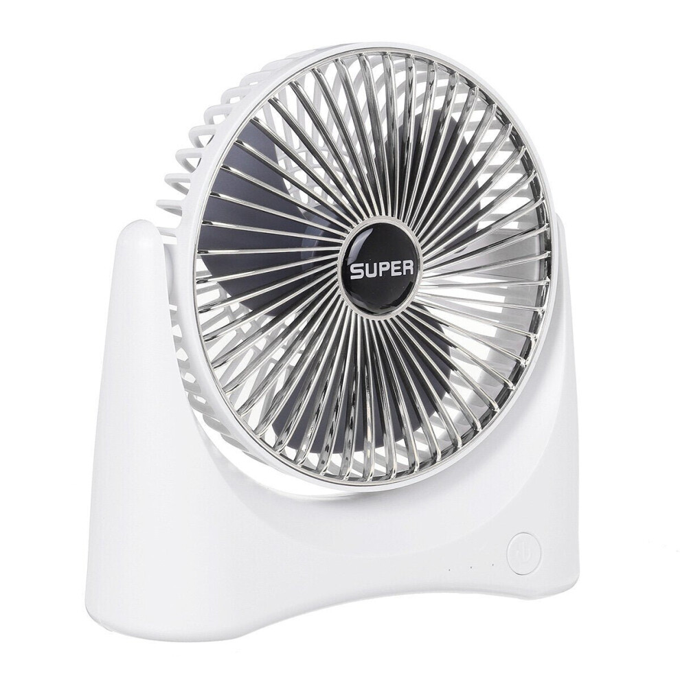 (Silver) Summer Fan Rechargeable Low Noise 3 Gear Adjustment Desk Mini Fan Electric Cooling Fan