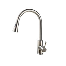 Kitchen Basin Sink Pull Out Faucet 360 Rotatable Drawing Down Sprayer Tap Hot & Cold Water Mixer Single Handle Copper Lead-Free Deck Mount