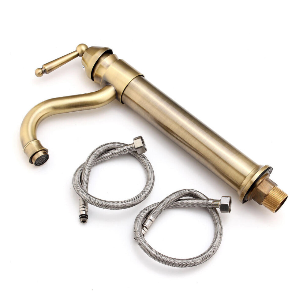 Tall Antique Bathroom Kitchen Sink Basin Faucet Hot & Cold Water Mixers Tap Single Handle-image-OPC-P8ZZHHB-NEW