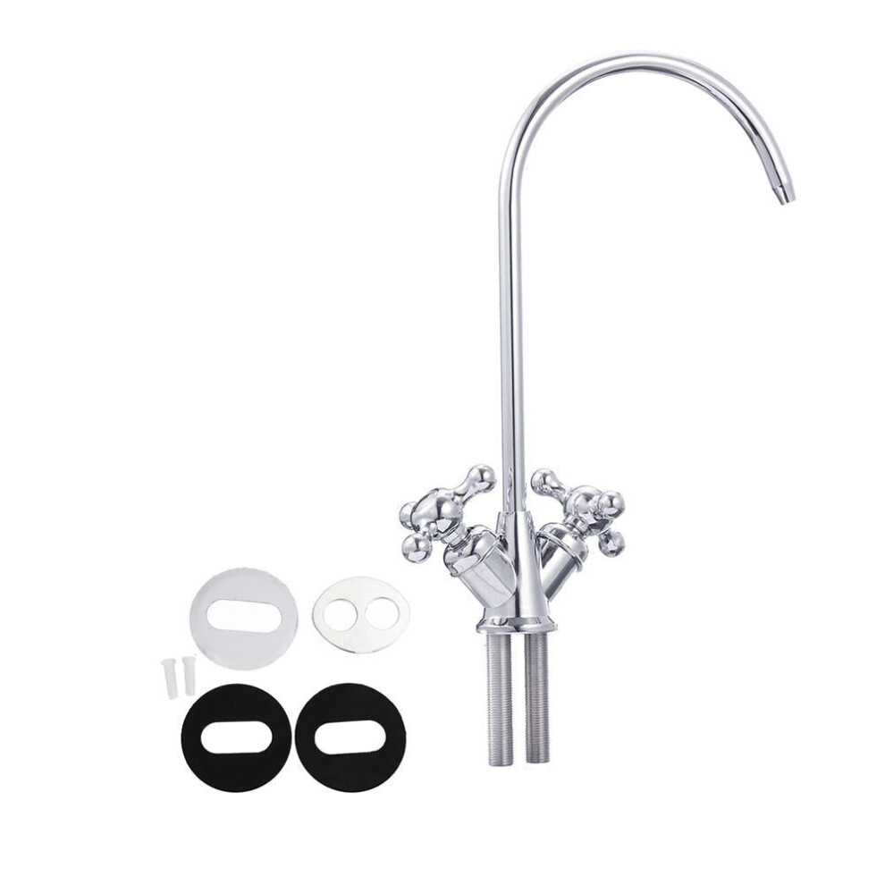 (Connector Faucet) 304 Stainless Steel Reverse Osmosis Three Forks Mixer Tap 360 Degree Swivel Spout Gooseneck Drinking Water Filter Faucet