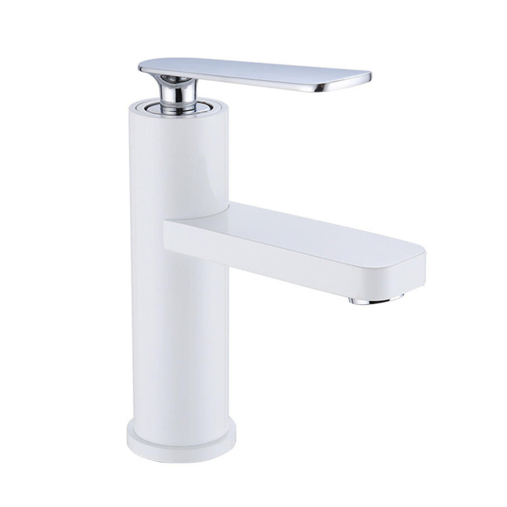 (White) Home Kitchen Bathroom Basin Sink Water Faucet Single Handle Hot Cold Mix Faucets Wash Tap