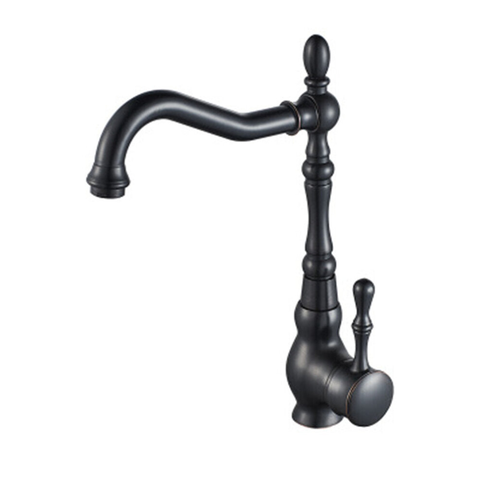 Kitchen Faucet Black Bronze Brass Antique Hot And Cold Mixer Crane Deck Mount Tap