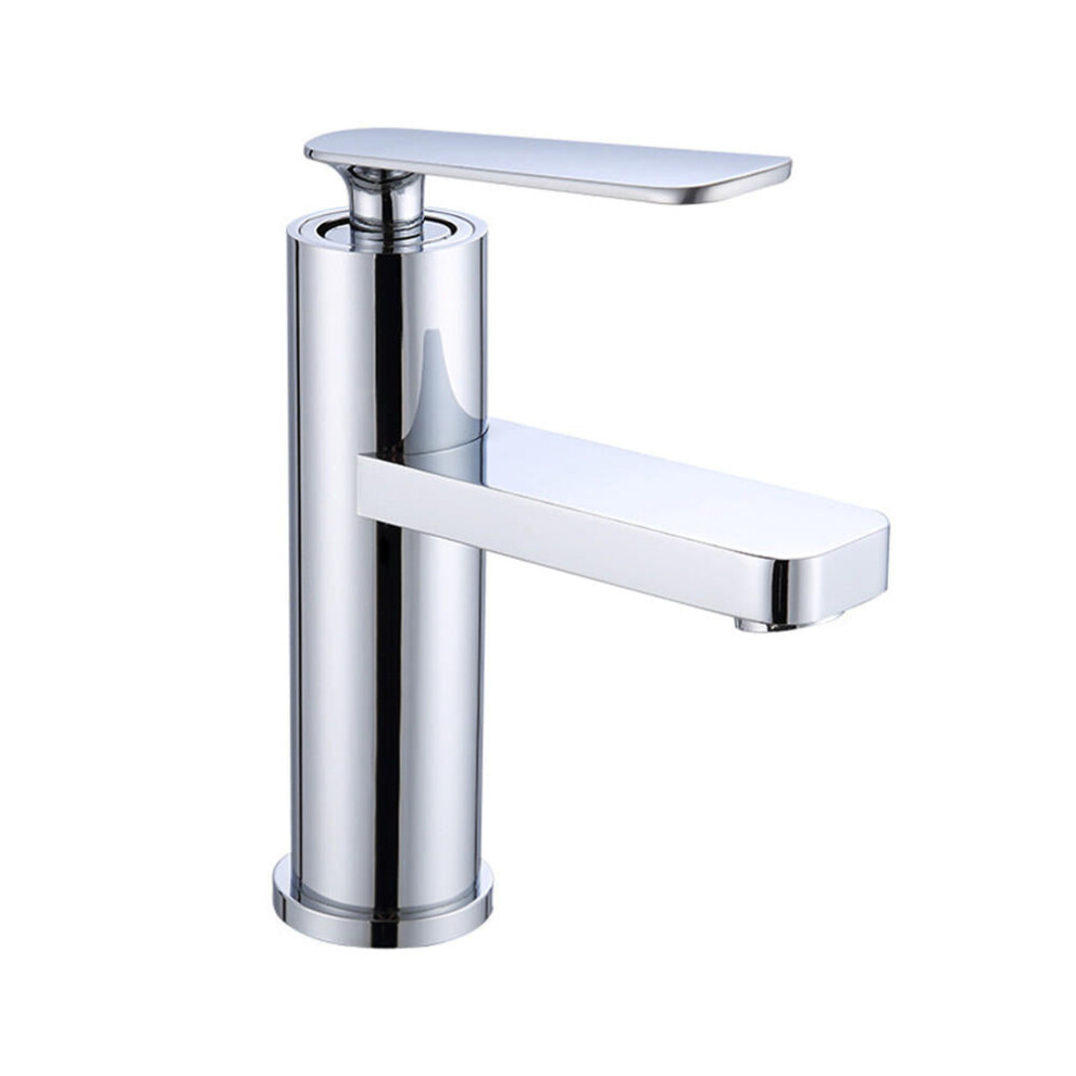 (Silver) Home Kitchen Bathroom Basin Sink Water Faucet Single Handle Hot Cold Mix Faucets Wash Tap