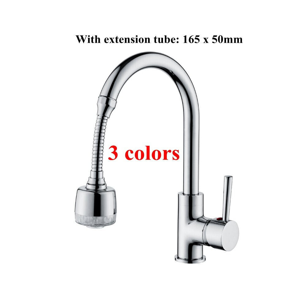 (Long Three Colors Light Type) Kitchen LED Light Water Nozzle Faucet Filter Spray Head Extender
