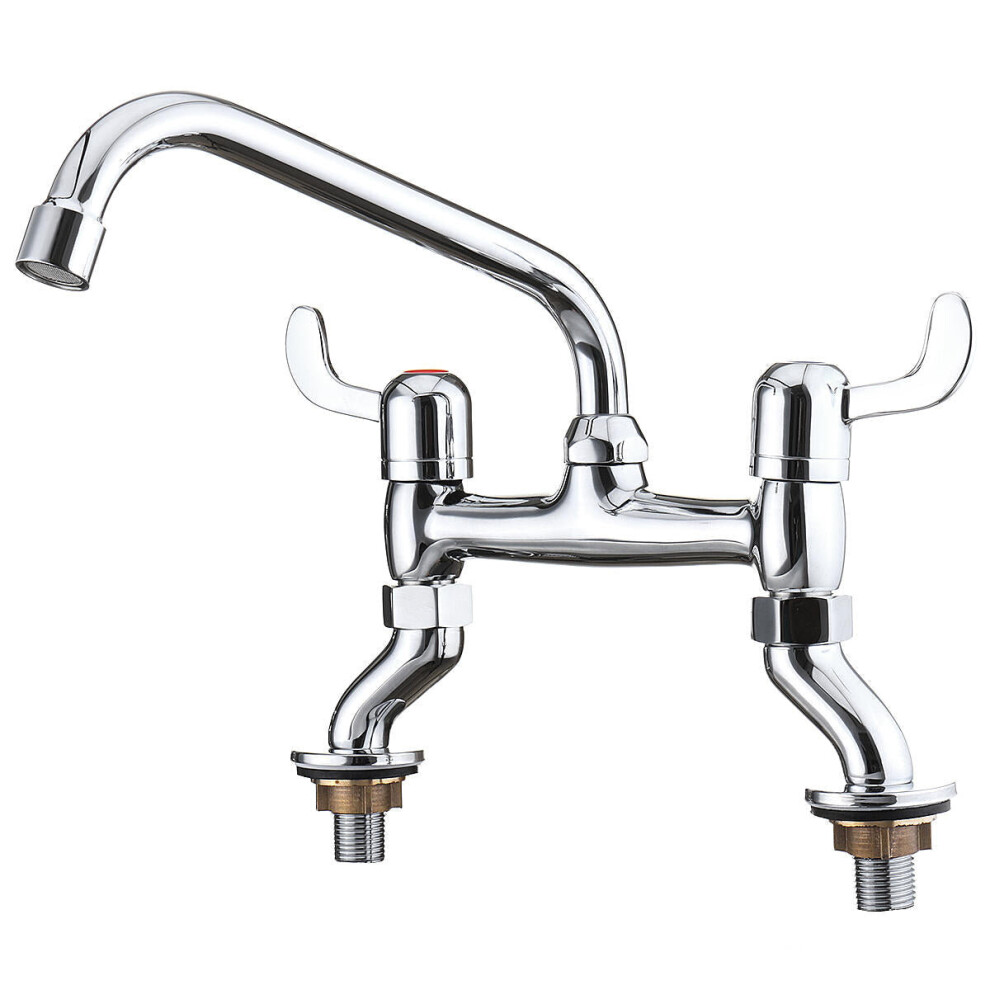 (C) Hot Cold Water Dispenser Basin Sink 360 Degree Swivel Dual Lever Deck Mount Spout Faucet 3654659416452