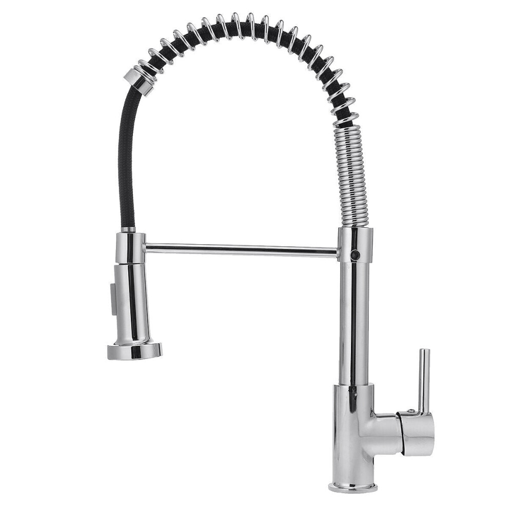 (Electroplate) Kitchen Mixer Tap Rotatable Hot And Cold Water Multifunctional Sink Spring Faucet with Pull Out Hose Spray Single Lever