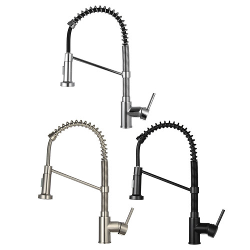 (Black) Kitchen Faucet Swivel Spout Single Handle Sink Pull Down Spray Mixer Tap 1