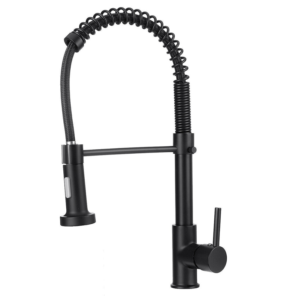 (Black) Kitchen Mixer Tap Rotatable Hot And Cold Water Multifunctional Sink Spring Faucet with Pull Out Hose Spray Single Lever