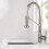 (Black) Kitchen Faucet Swivel Spout Single Handle Sink Pull Down Spray Mixer Tap 4