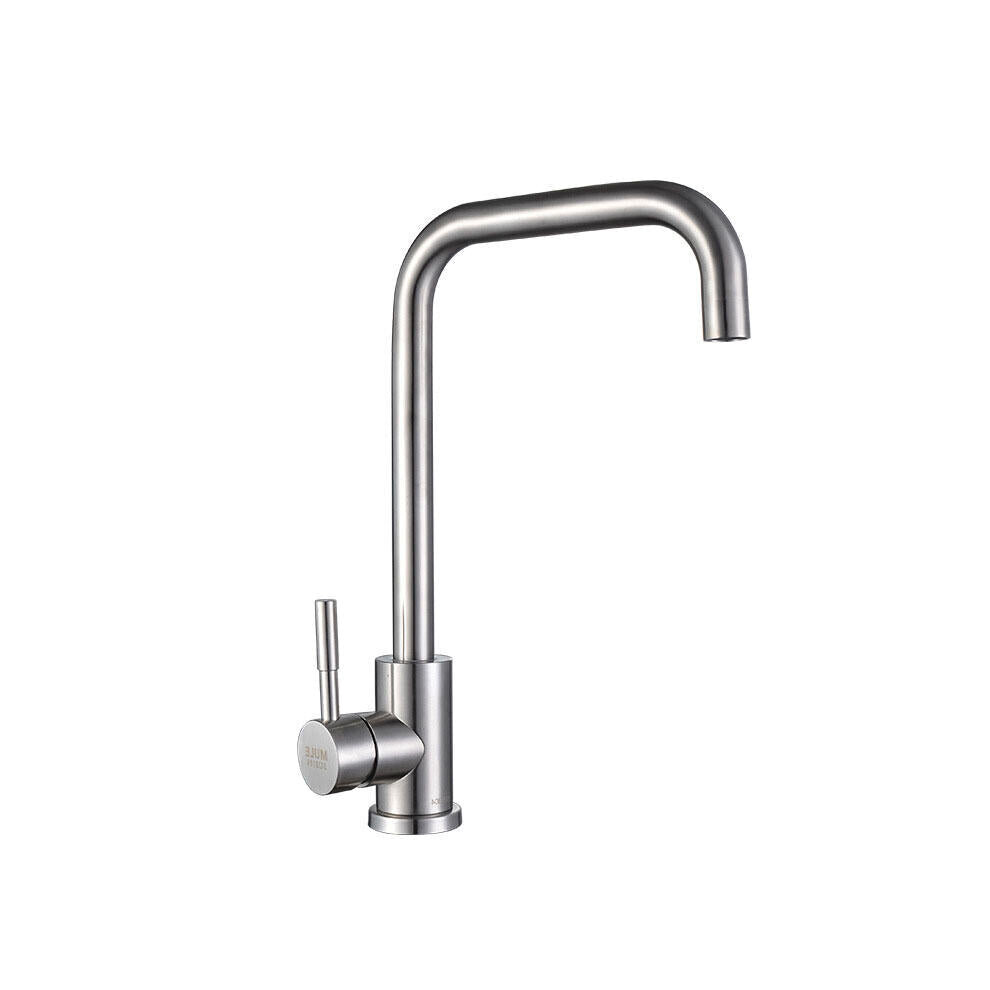 Stainless Kitchen Sink Faucet Single Handle Rotation Spout Deck Cold and Hot Water