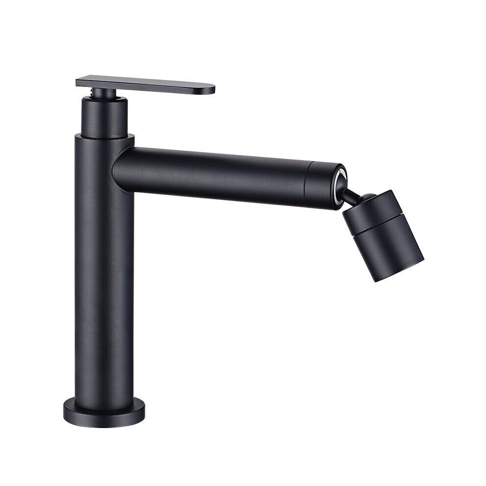 (Black) Stainless Steel Bathroom Basin Faucet 360 Degree Swivel Universal Rotating Two Water Modes Hot Cold Mixer Tap