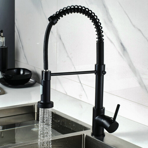 (Black) Rotatable Faucet Hot And Cold Water Multi-Function Sink Kitchen Spring 1