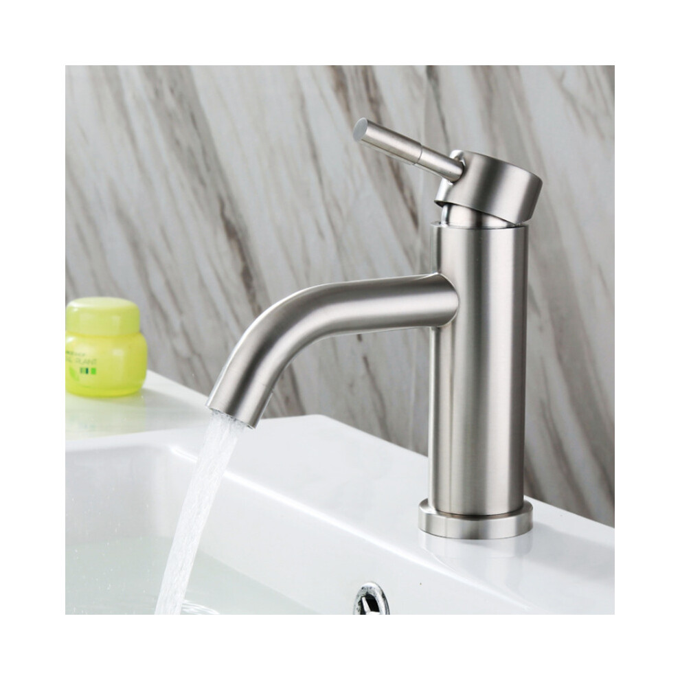 Stainless Steel Bathroom Basin Faucet Single Handle Hole Hot And Cold Mixer Taps With Hoses Lead Free