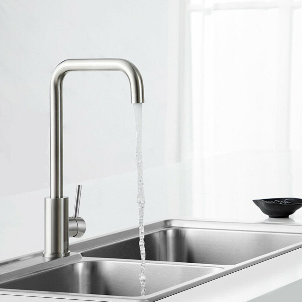(7 type shape) Stainless Steel Kitchen Basin Sink Faucet Tap 360 Rotation Hot Cold Mixer Single Handle Deck Mount