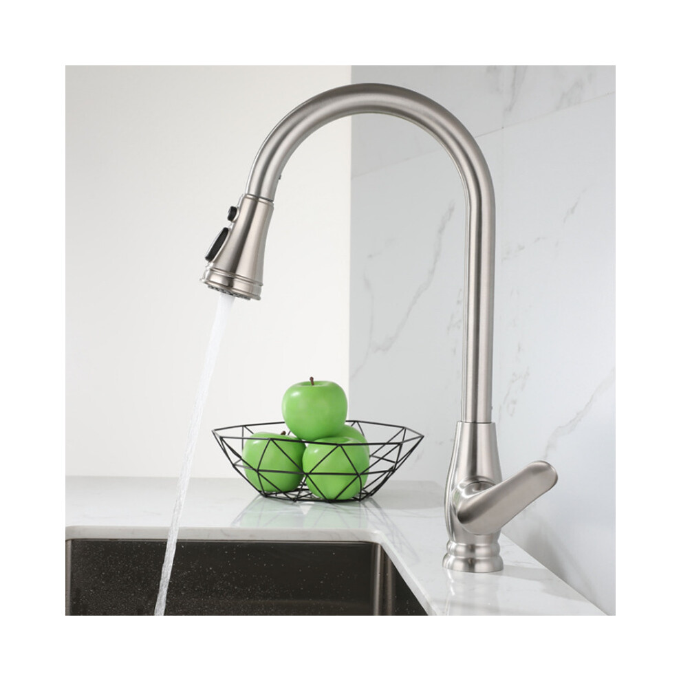 Stainless Steel Kitchen Sink Pull Out Faucet 3 Modes Outlet 360 Rotation Hot Cold Water Mixer Tap With Hose