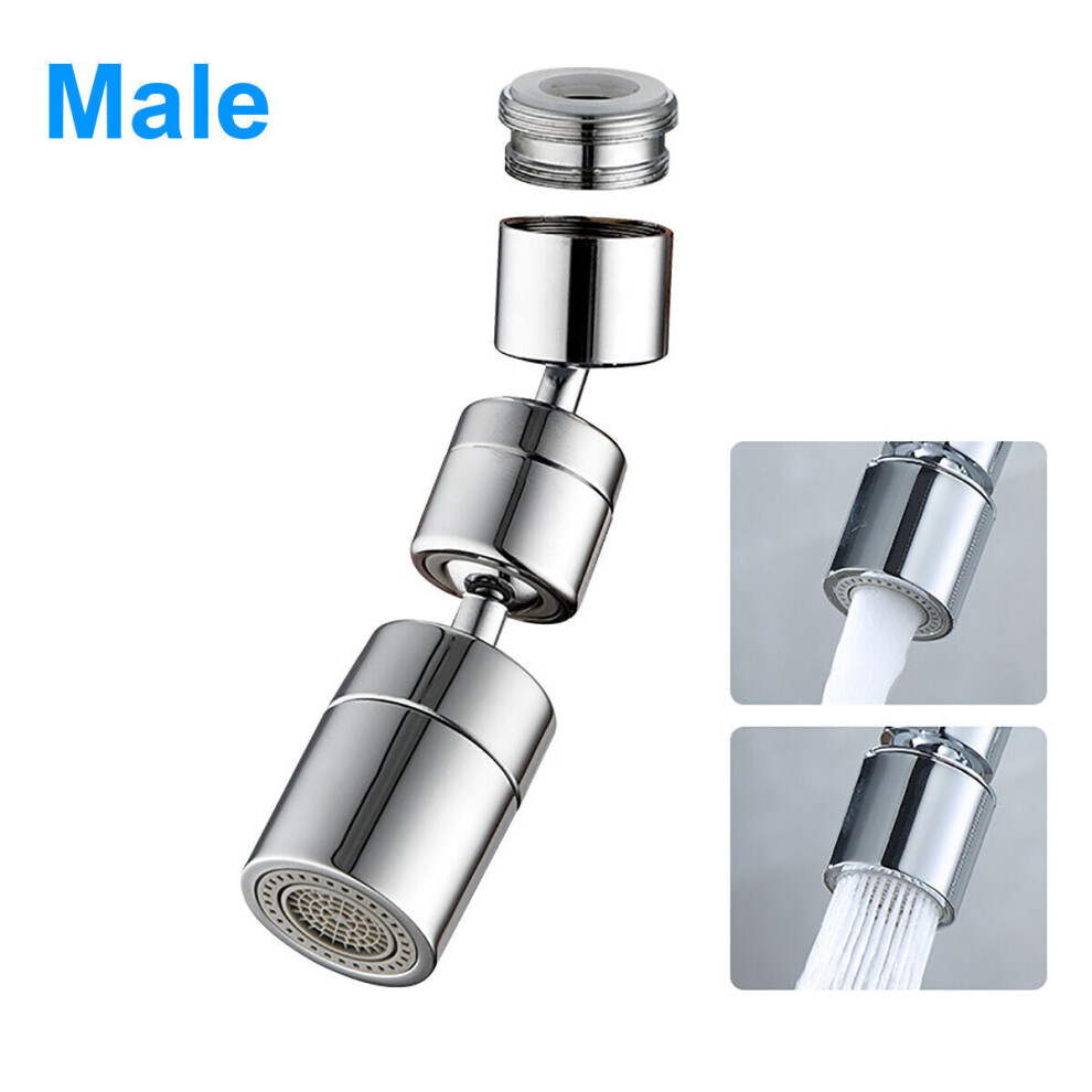 (Male) Sink Faucet Aerator 1080 Degree Swivel Universal Splash Filter Faucets Extender Bubbler Attachment For Eye Flush Face Wash And Gargle