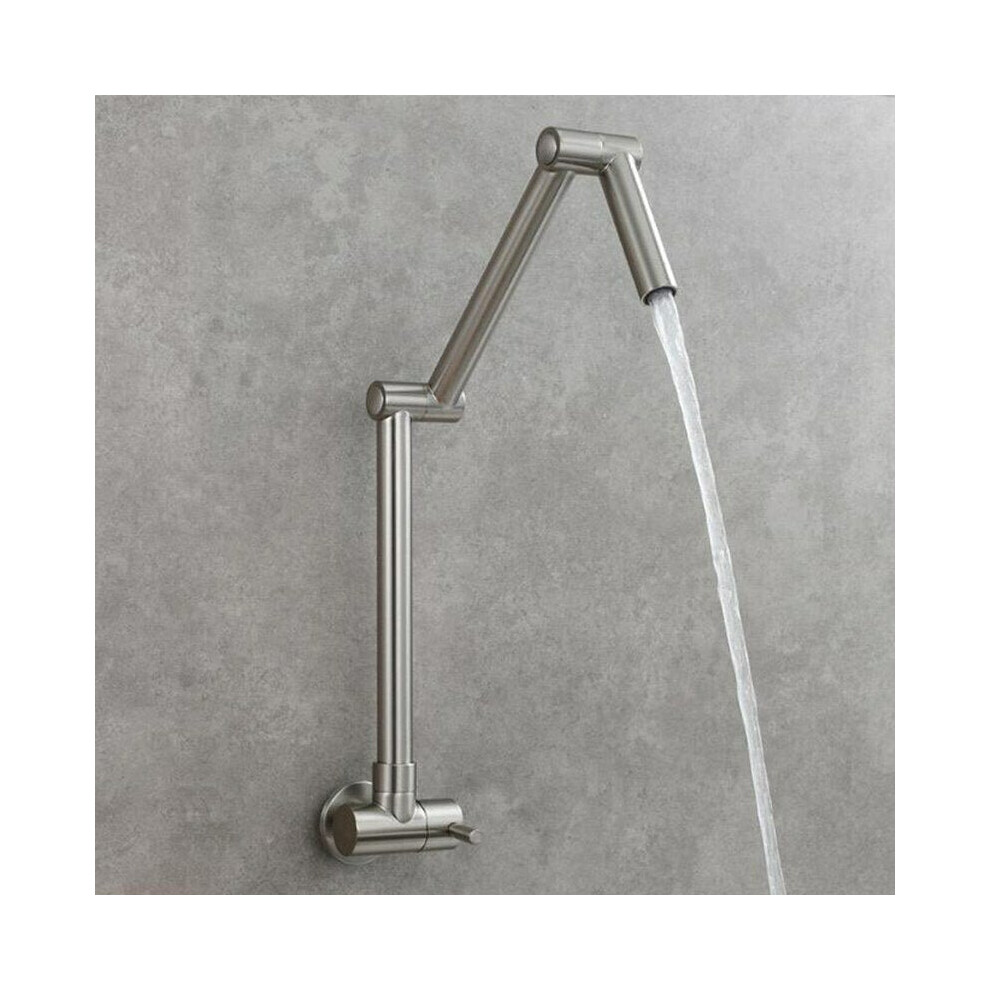 (Brushed) Folding Kitchen Sink Faucet Rotating Extension Single Cold Tap Wall Mounted