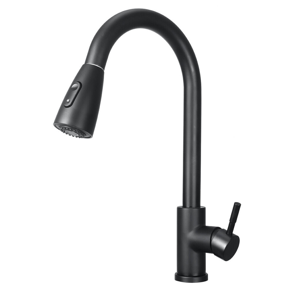 (Black) Stainless Steel Kitchen Sink Faucet with Pull Out Sprayer High-Arc Single Handle