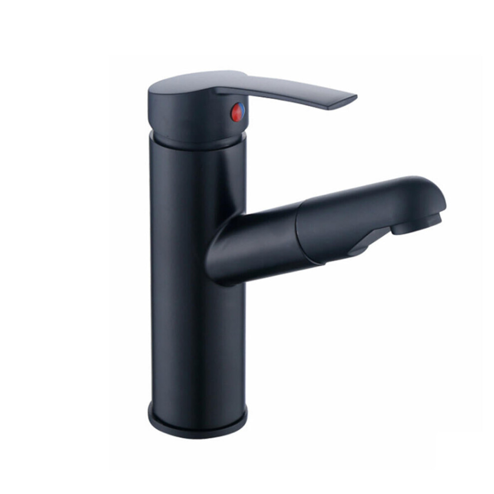 (Silver) 360 Bathroom Basin Mixer Tap Pull Out Rotate Spout Spray Brass Faucet G1/2