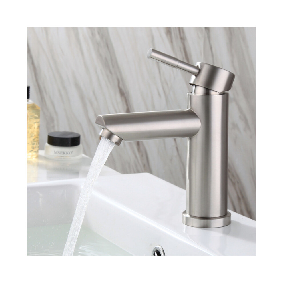 Stainless Steel Bathroom Basin Faucet Single Handle Hole Lead Free Hot And Cold Mixer Taps With Hoses