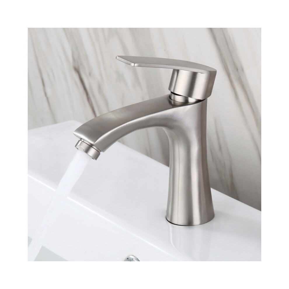 Stainless Steel Bathroom Basin Faucet Single Cold Handle Sink Tap With Hoses Lead Free 3654659059871