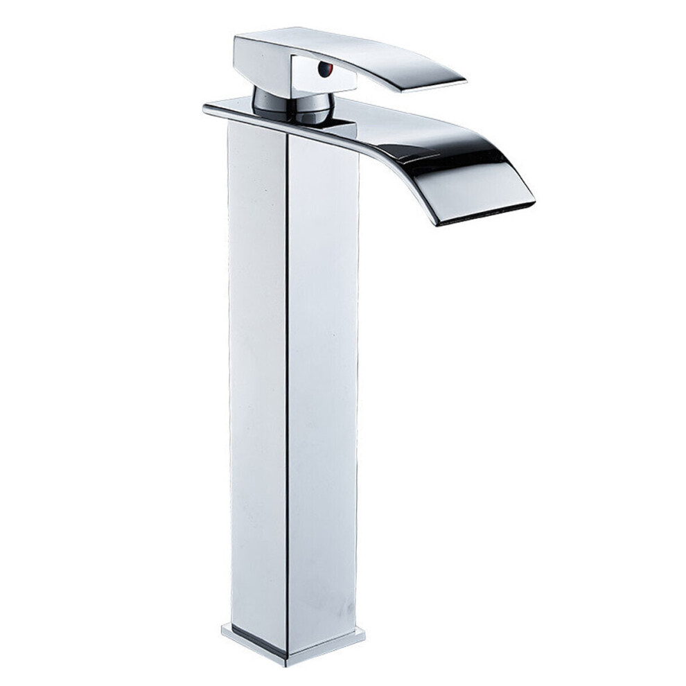 (High) Bathroom Kitchen Waterfall Faucet Single Handle Sink Stainless Steel Mixer Tap