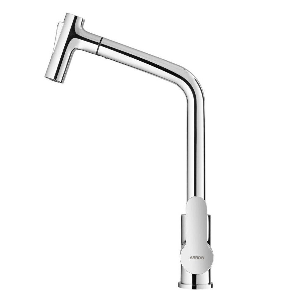 Pull Out Kitchen Faucet Chrome Single Handle Hole Tap Swivel 360 Degree Hot And Cold Water Mixer Crane