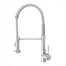 (Brushed) Pull Out Spring Spout Mixer Kitchen Faucet Single Lever Hot Cold Water Sink Tap Copper Alloy Crane