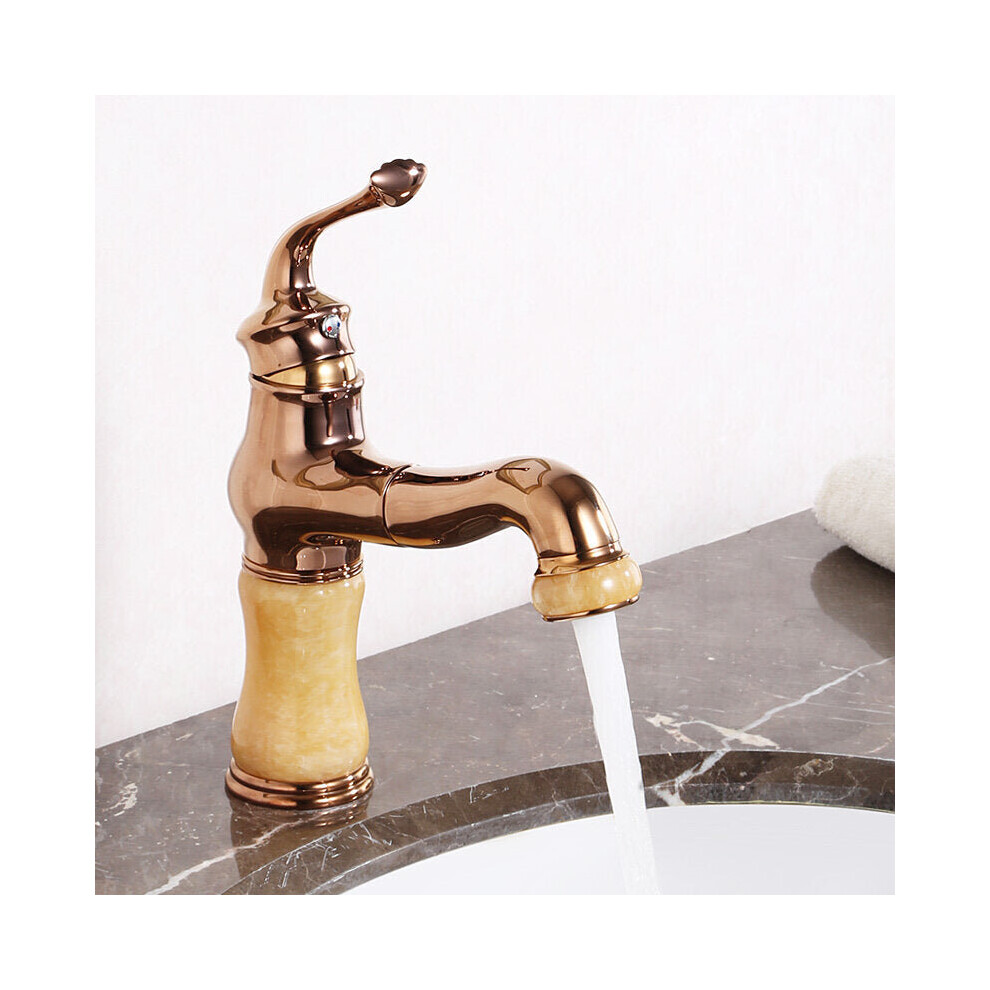 Copper Retro Antique Bathroom Basin Pull Out Faucet Down Sprayer Single Hole Hot Cold Mixer Tap 360 Rotation