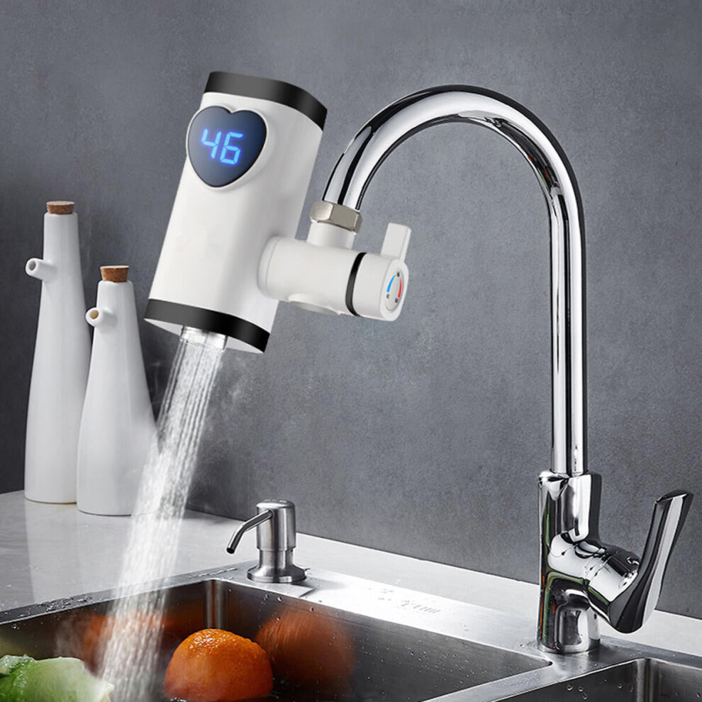 3000W Electric Faucet Tap Instant Hot Water Heater Home Bathroom Kitchen White 3654659417817