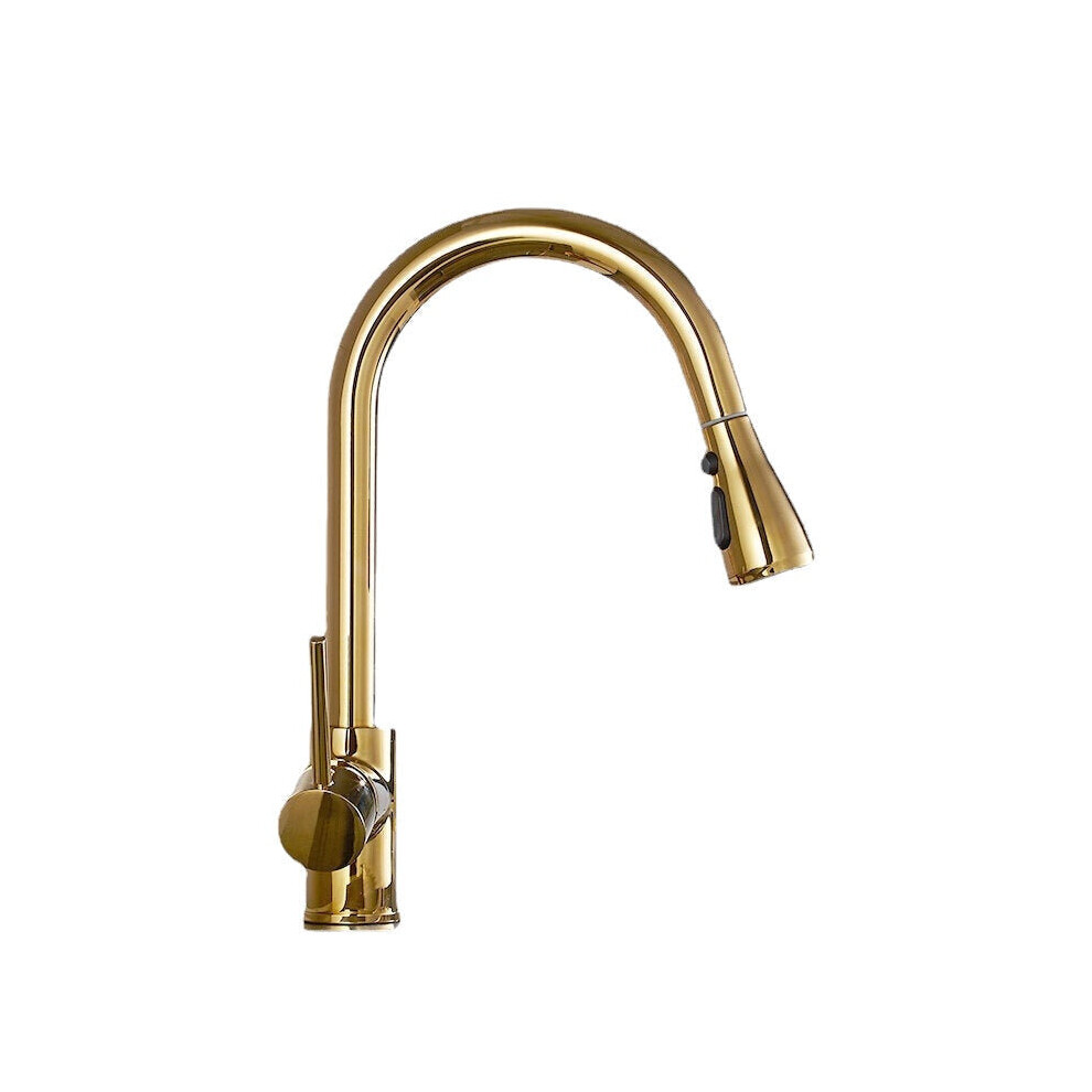 Pull Out Kitchen Sink Gold Faucet Cold Hot Water Mixer Tap 360 Degree Rotation Kitchen Tap