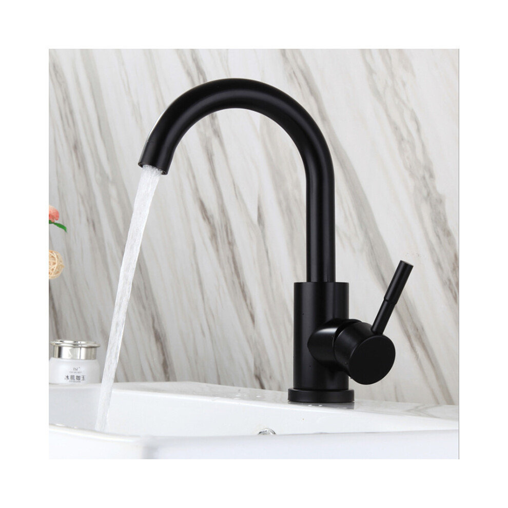 Stainless Steel Bathroom Basin Faucet 360 Rotate Single Handle Hole Hot And Cold Mixer Taps With Hoses Lead Free