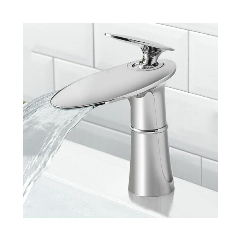 (Electroplate, Short Type) Waterfall Faucet Bathroom Basin Hot Cold Water Mixer Tap Brass Sink 3654659448361