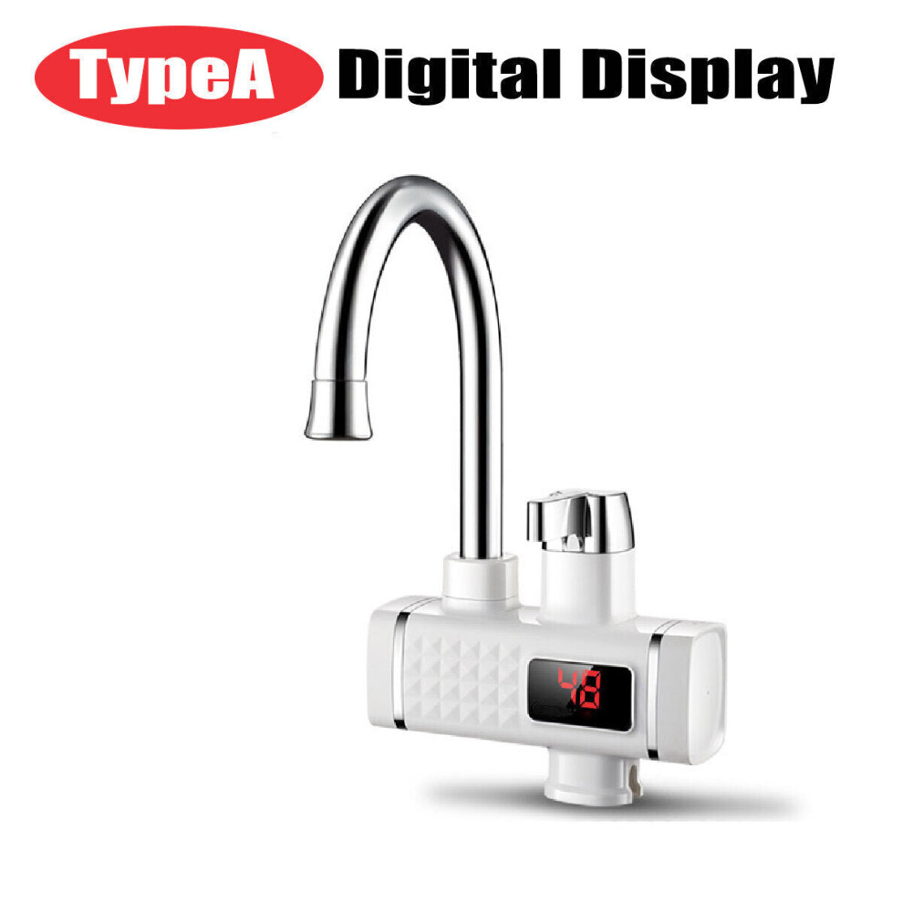(Digital Display) 3000W 220V Electric Faucet Instant Tap Heater Rapid Heat Hot Water With Display 3654659448323