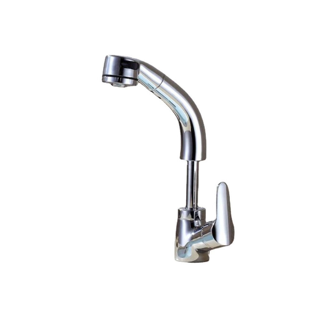 Pull Out Bathroom Faucet Basin Sink Mixer Hot and Cold 360 Degree Rotating Retractable Water Tap Deck Mount