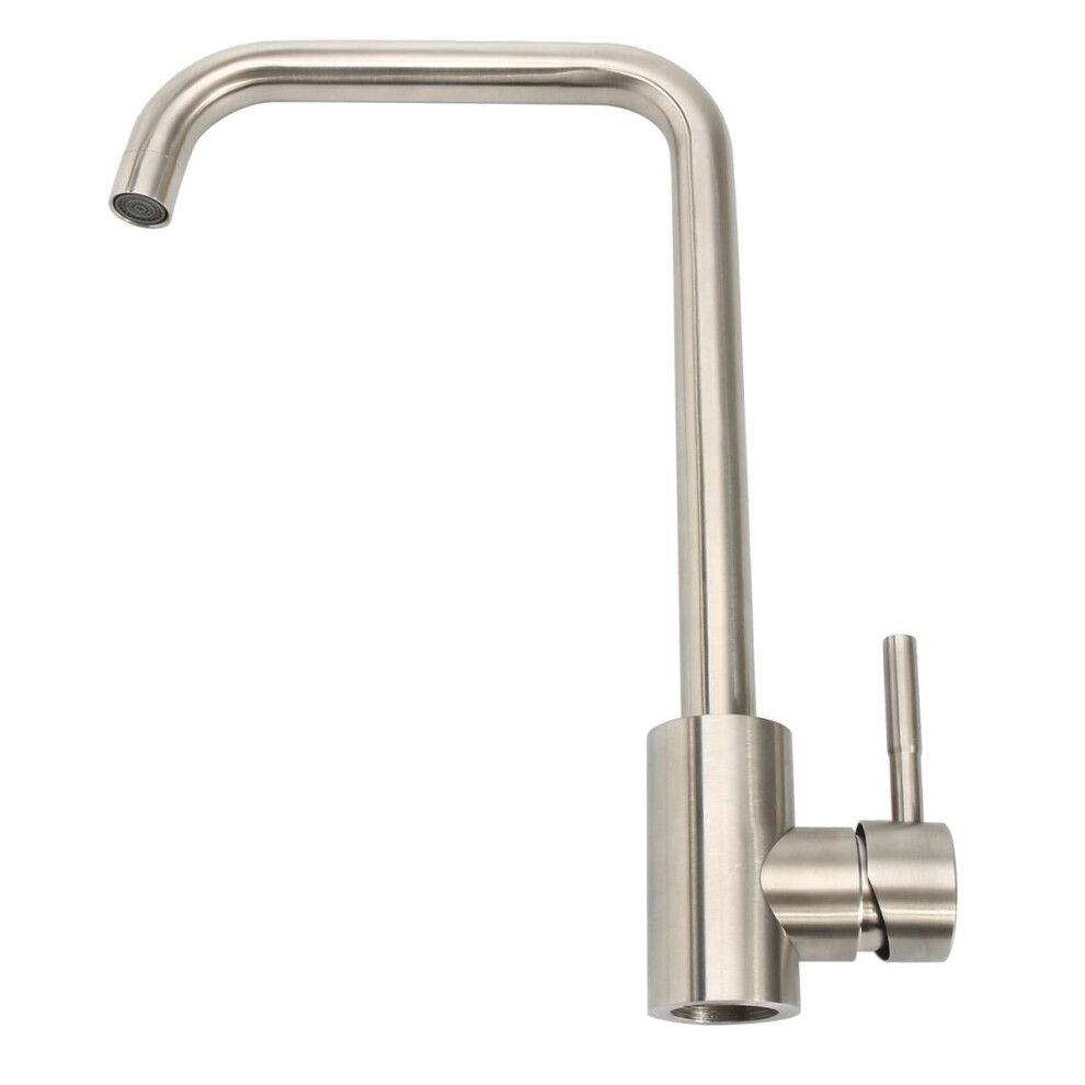 (Natural) 304 Stainless Steel Burnished Faucet Kitchen Hot And Cold Water Mixer Single Handle Rotation Tap