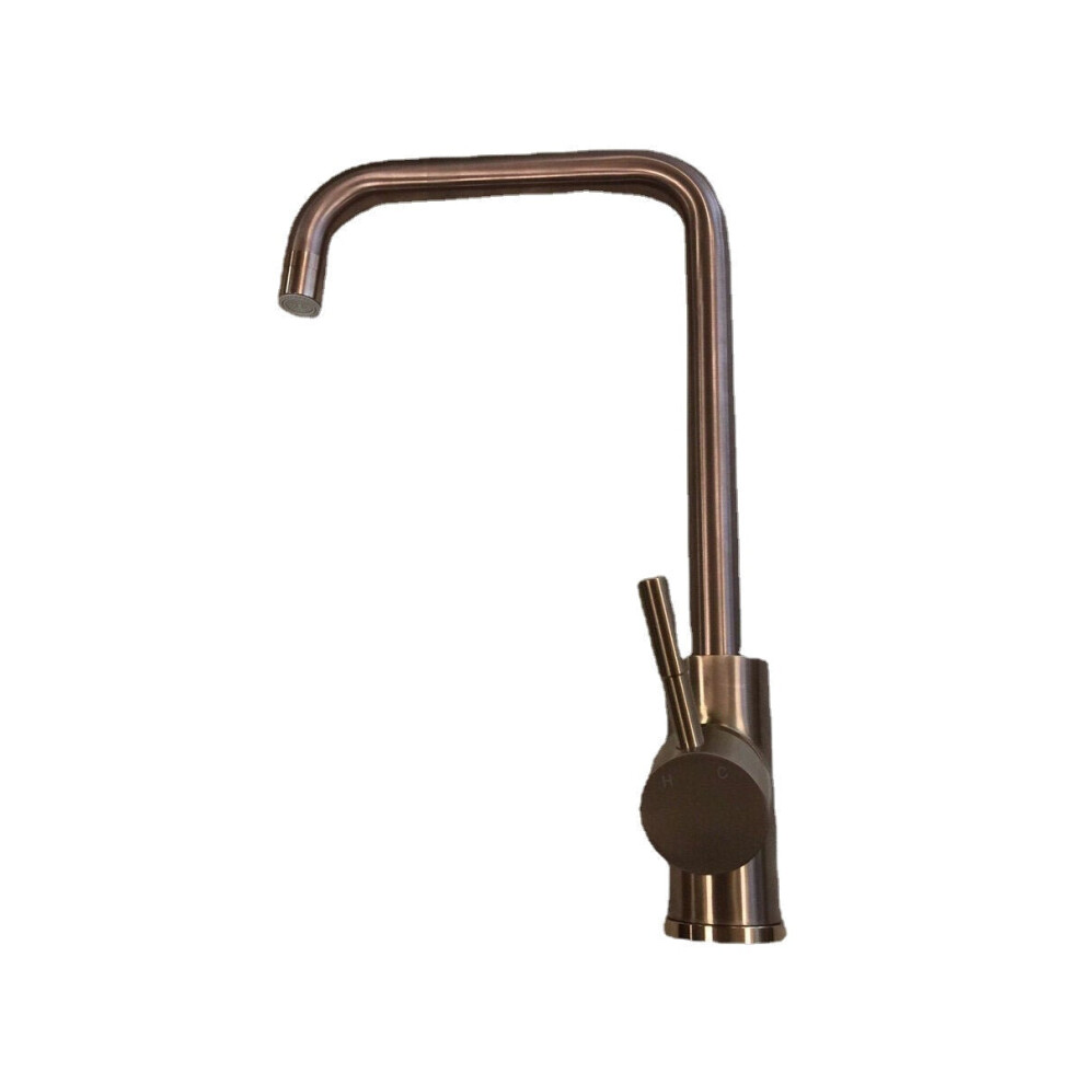 (Rose Gold) 304 Stainless Steel Burnished Faucet Kitchen Hot And Cold Water Mixer Single Handle Rotation Tap