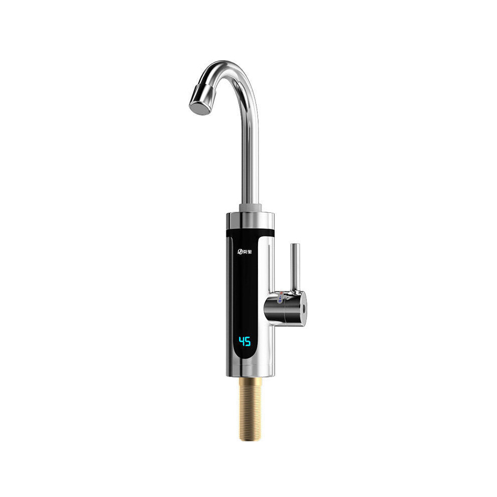 (Electroplated Silver Faucet With Water Intake From Below?Plug?) Digital Display Electric Hot Water Faucet Household Kitchen Fast Tap Instant Heater 3654659448705