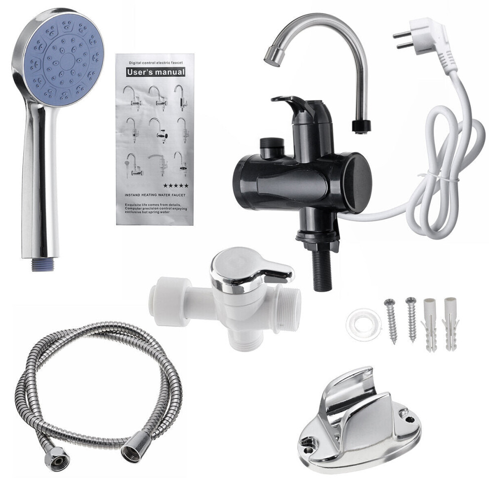 (Eu, With Shower) Electric Faucet Tap Hot Water Heater Instant For Home Bathroom Kitchen 3654659456182