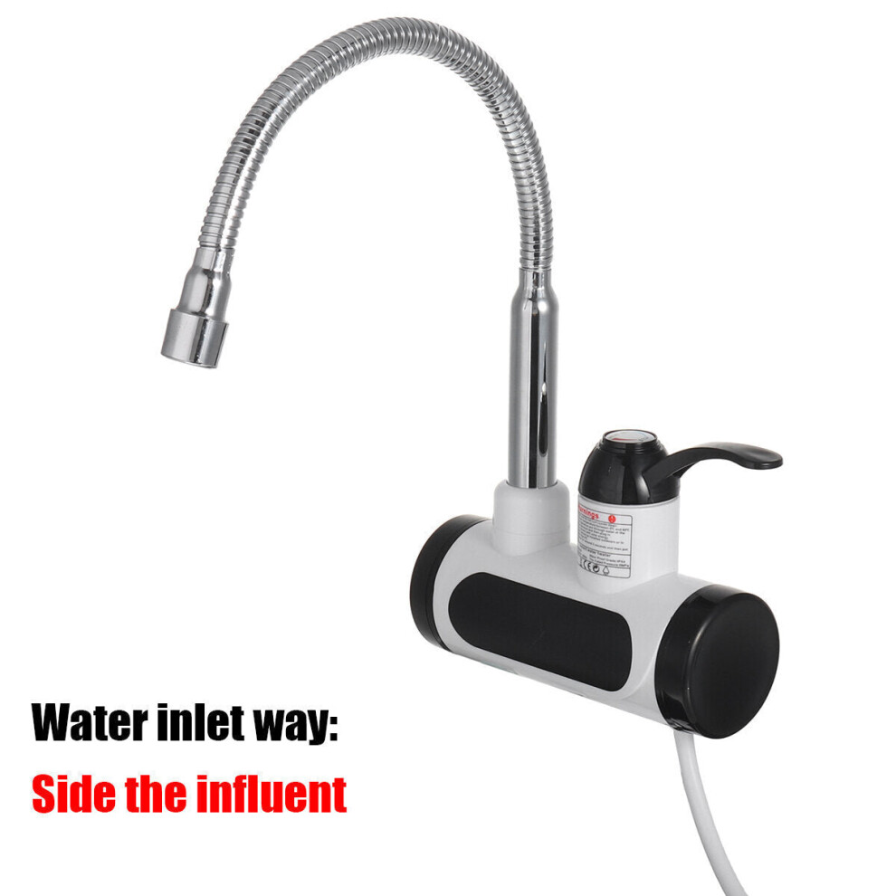 (Side the influent) 3000W Electric Faucet Tap Instant Hot Water Digital Heater Home Bathroom Kitchen