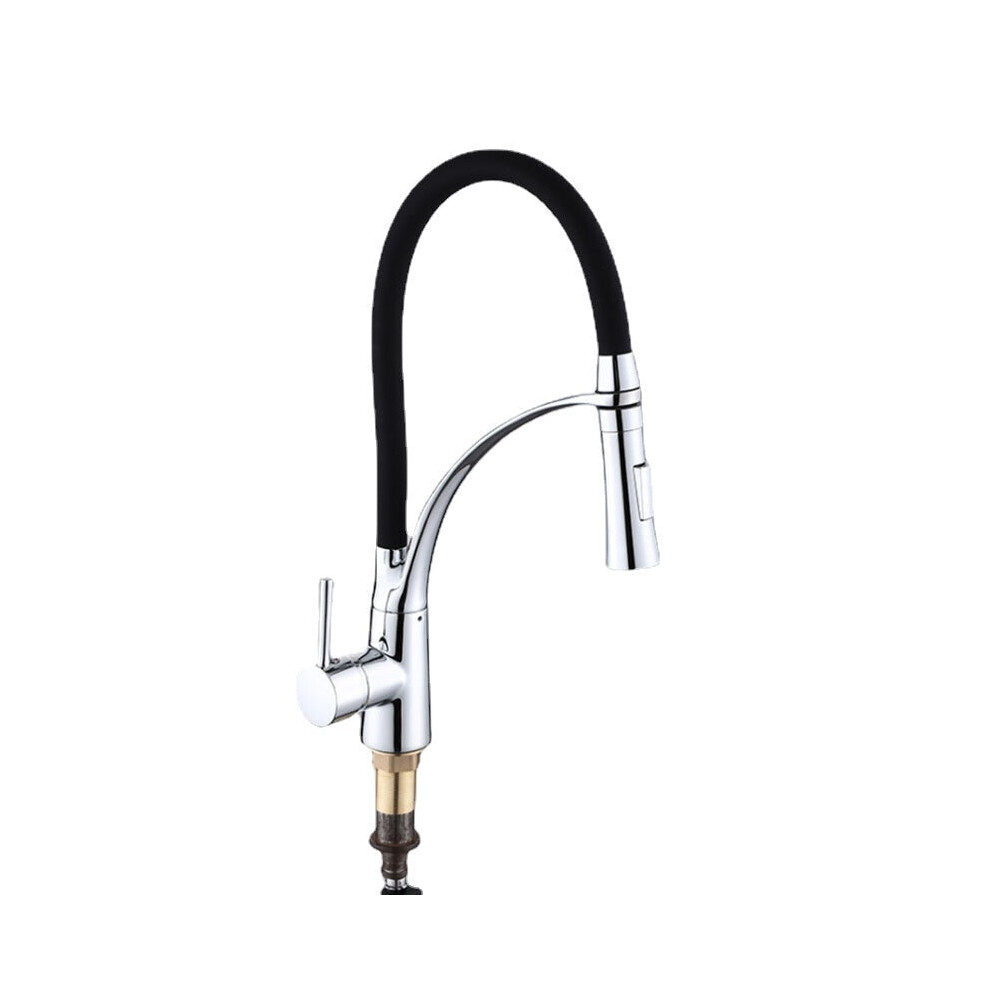 (Black) Painted Black Kitchen Sink Faucet Sprayer Brass Mixer Tap Two Water Modes 360 Rotation Single Handle 3654659456052