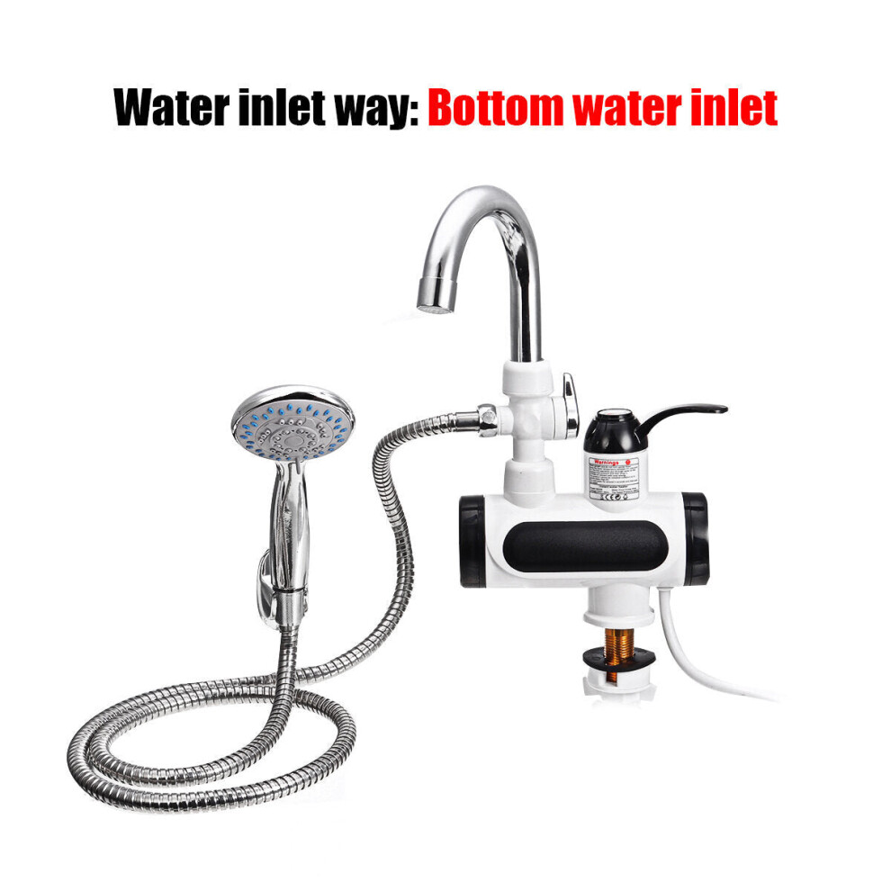 (Side water inlet) 3000W Temperature Display Instant Hot Water Tap Tankless Electric Faucet Kitchen