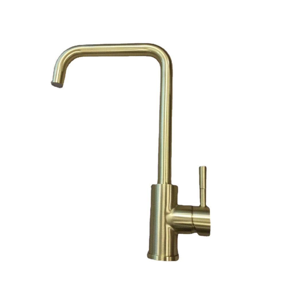 (Gold) 304 Stainless Steel Burnished Faucet Kitchen Hot And Cold Water Mixer Single Handle Rotation Tap