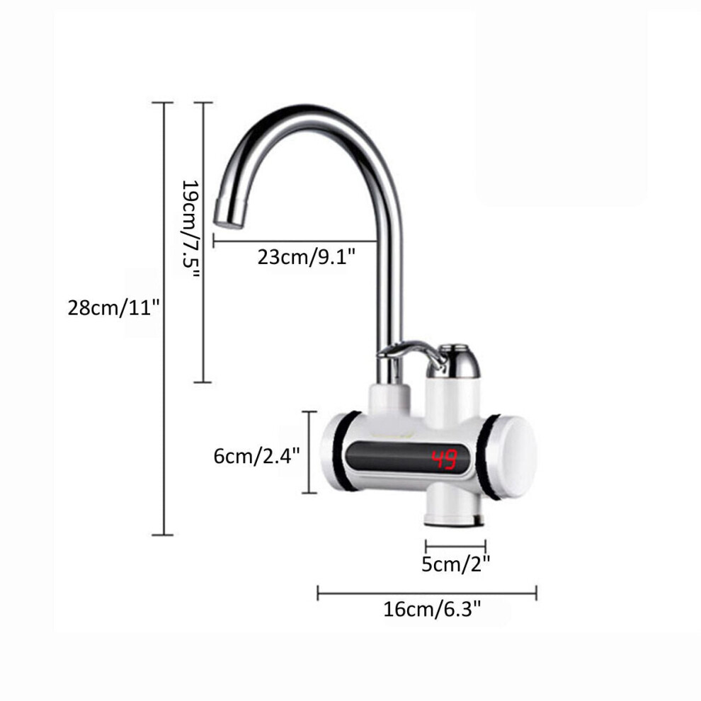 (Bottom Water inlet) 3000W 360 Electric Faucet Tap Instant Hot Water Heater Home Bathroom Kitchen EU Plug