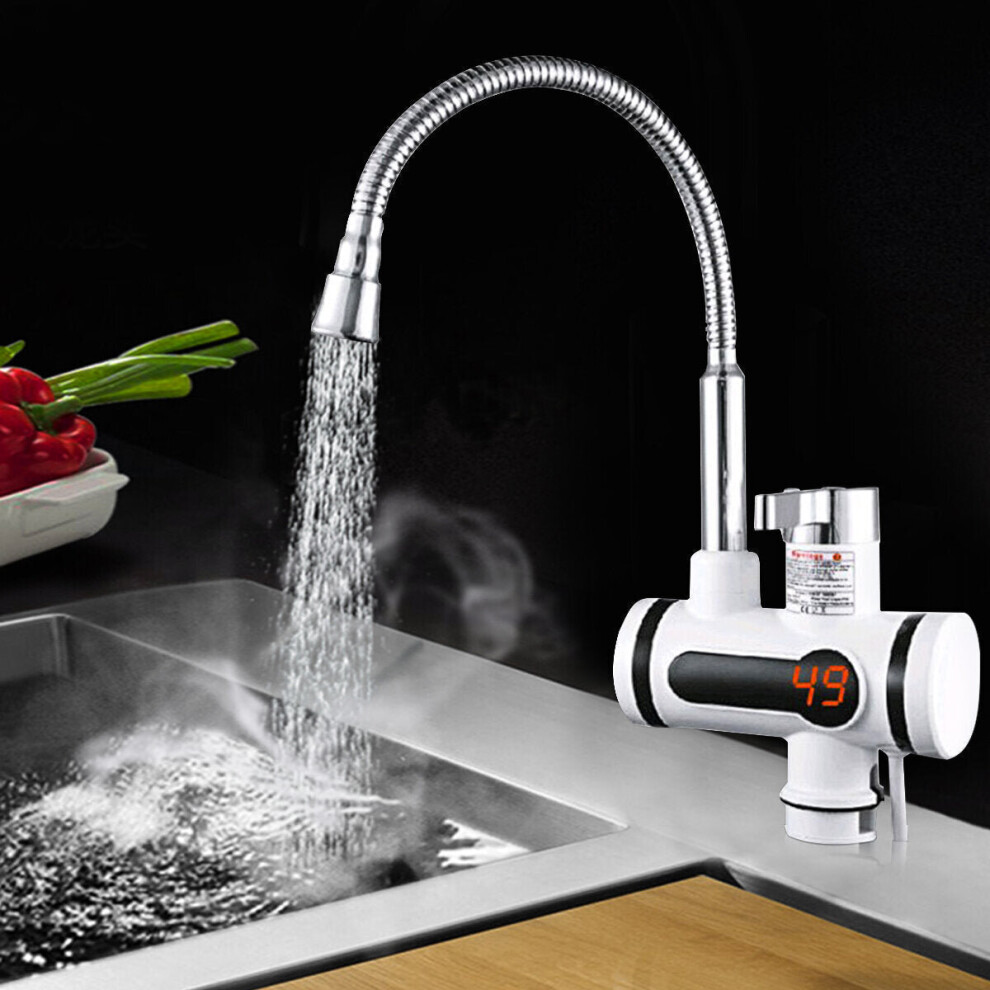 3000W Instant Hot Water Tap Electric Faucet Heater Kitchen With Temperature Display