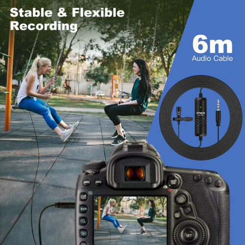 Lavalier Microphone Omnidirectional Condenser 6M Long Cable Lapel Mic for Smartphone Camera Tablet Recording 2