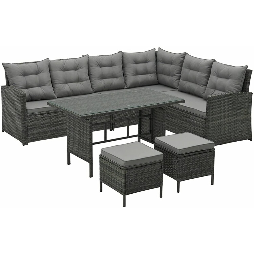Evre (, Without Cover) Monroe 8 Seater Garden Rattan Furniture Set Grey