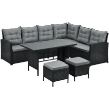 (Black, Without Cover) EVRE Monroe 8 Seater Garden Rattan Furniture set