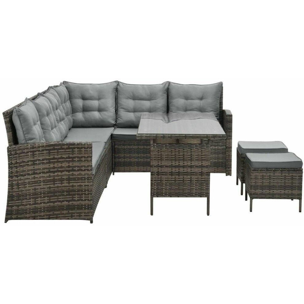 Evre (, Without Cover) Monroe 8 Seater Garden Rattan Furniture Set Brown